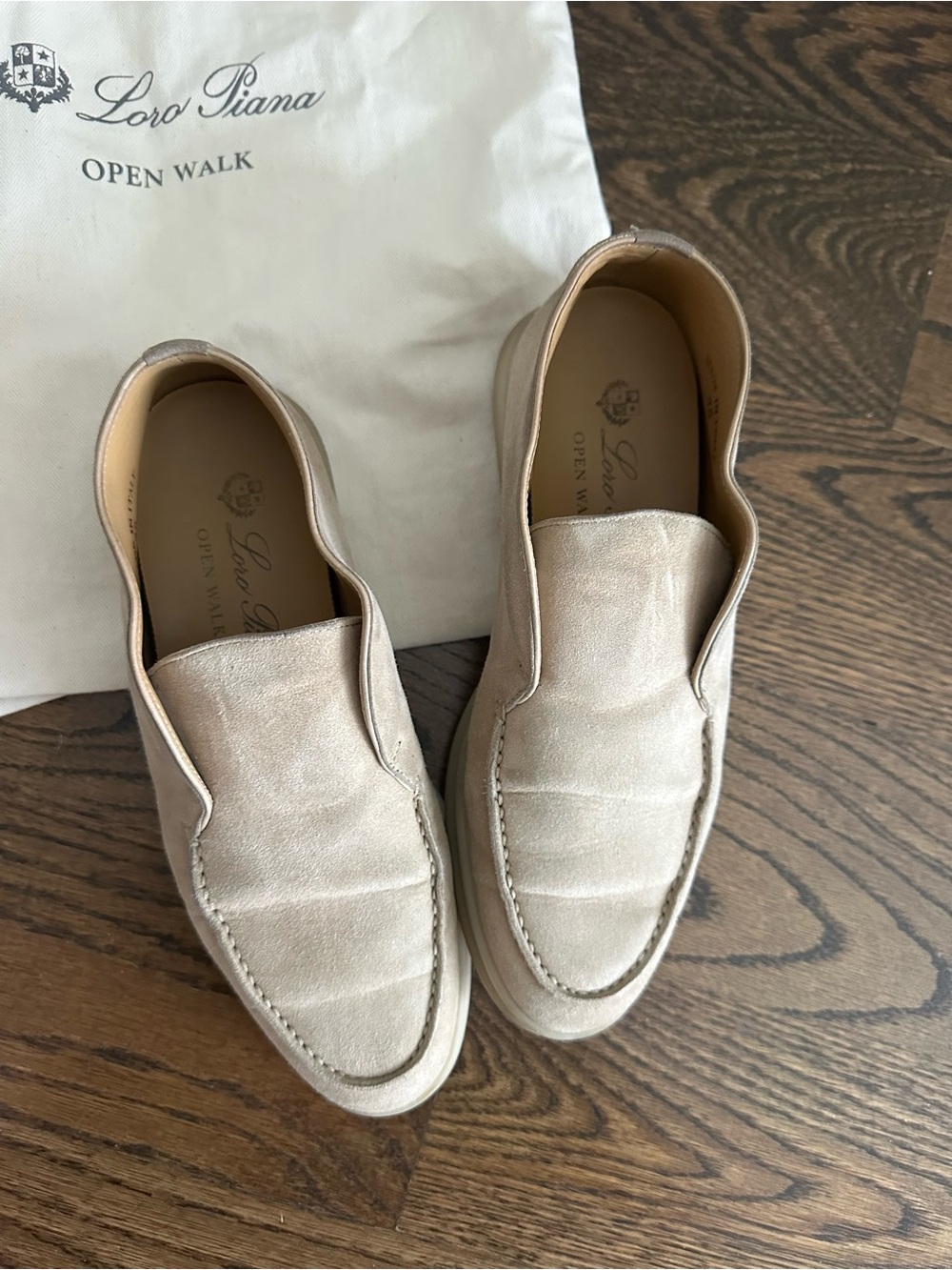 Loro Piana Open Walk Suede Shoes in Sandstone